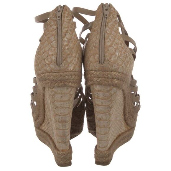 CHRISTIAN LOUBOUTIN TRAMONTAGNE RED BOTTOM ESPADRILLE WEDGE SNAKESKIN SIZE 39 - Picture 4 of 6